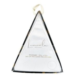 NEW Lumina Lou WHITE SATIN PILLOWCASES Set /2